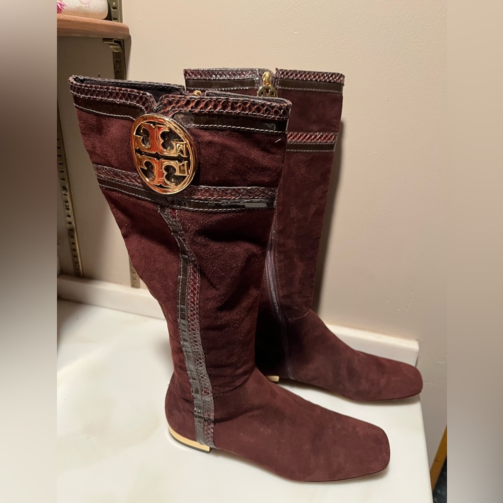 TORY BURCH Women's Brown Suede Boots, Size 8.5